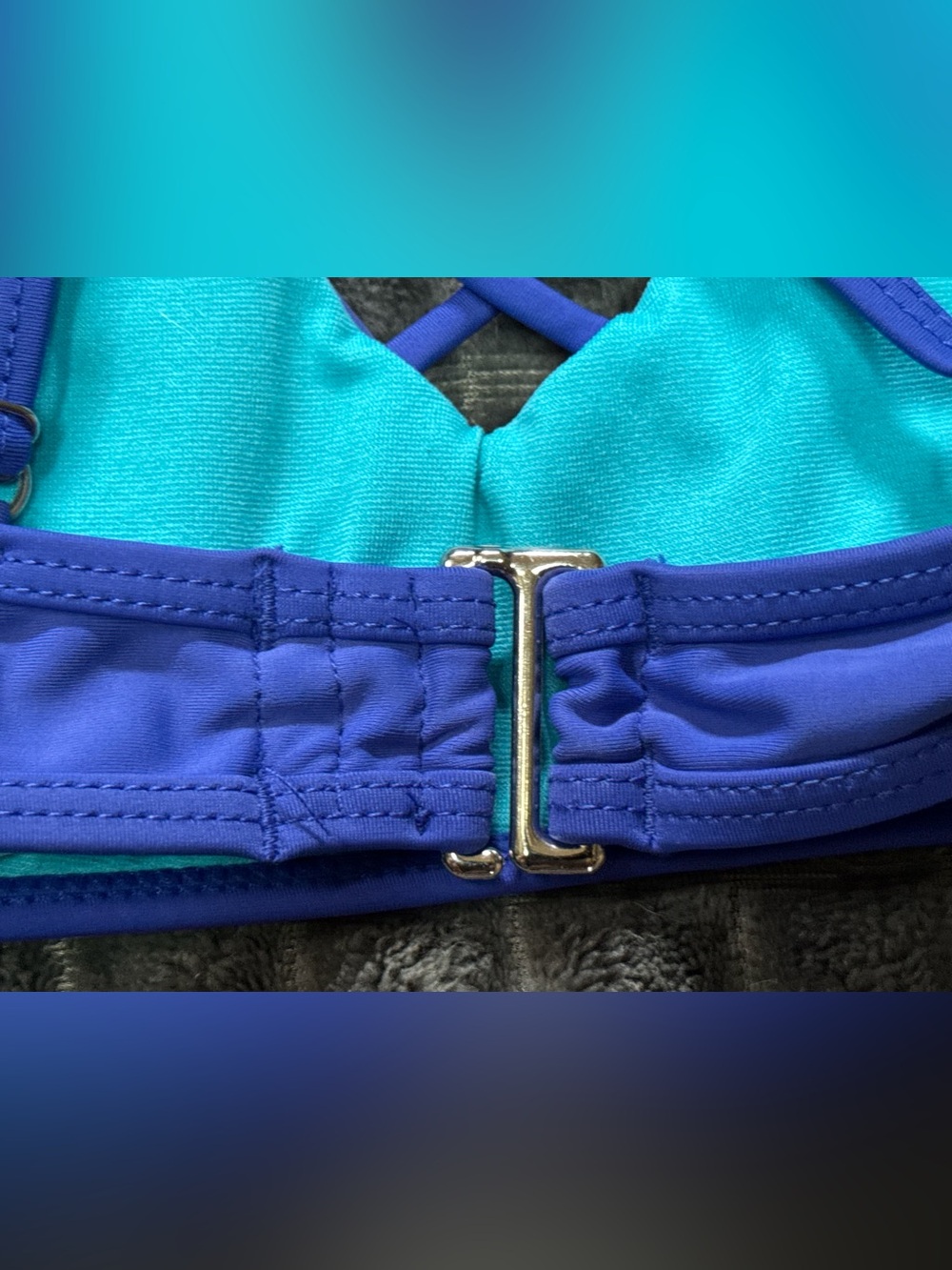 2/$20 Express Small Blue Strappy Bralette Swim Swimsuit Top - Women (B3) - Picture 5 of 5